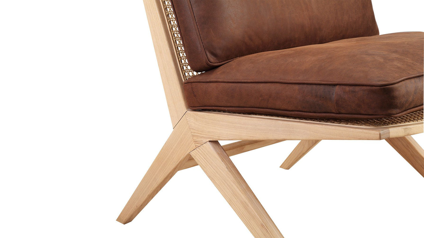 Endless Summer Lounge Chair with Cushion, Ash/Cognac Leather