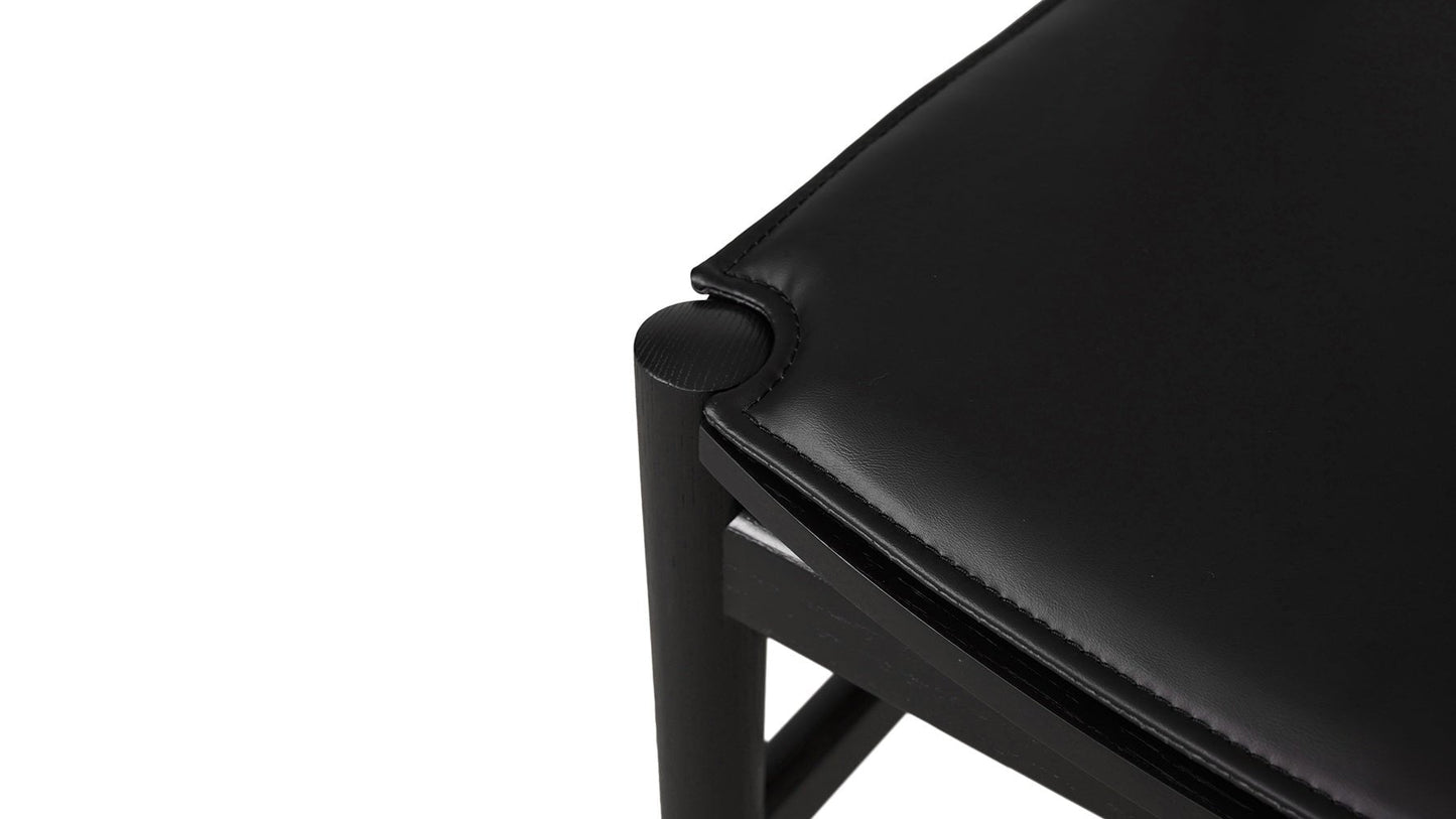 Tuck In Dining Chair with Black Cushion, Black Ash