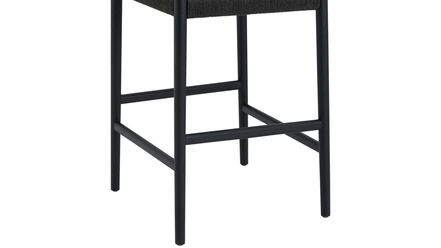 Dinner Guest Counter Stool, Black Oak/ Black Papercord Seat