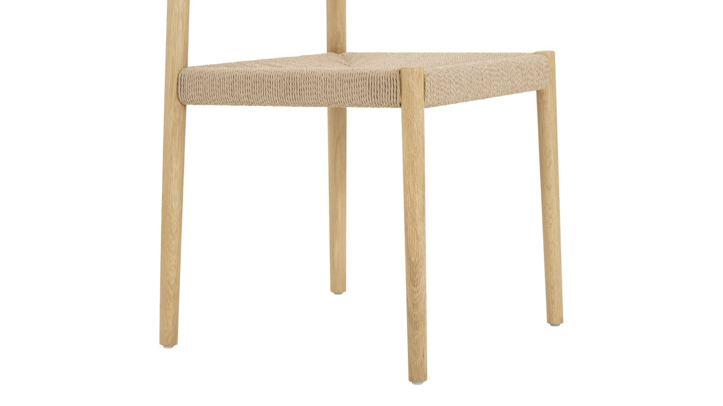 Dinner Guest Armless Dining Chair (Set of Two), White Oak/ Natural Papercord Seat