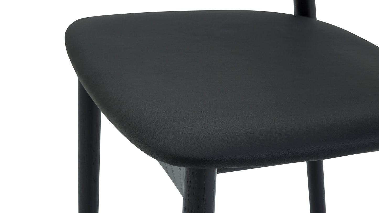 Count On Me Armless Dining Chair (Set of Two), Black Oak, Black Seat