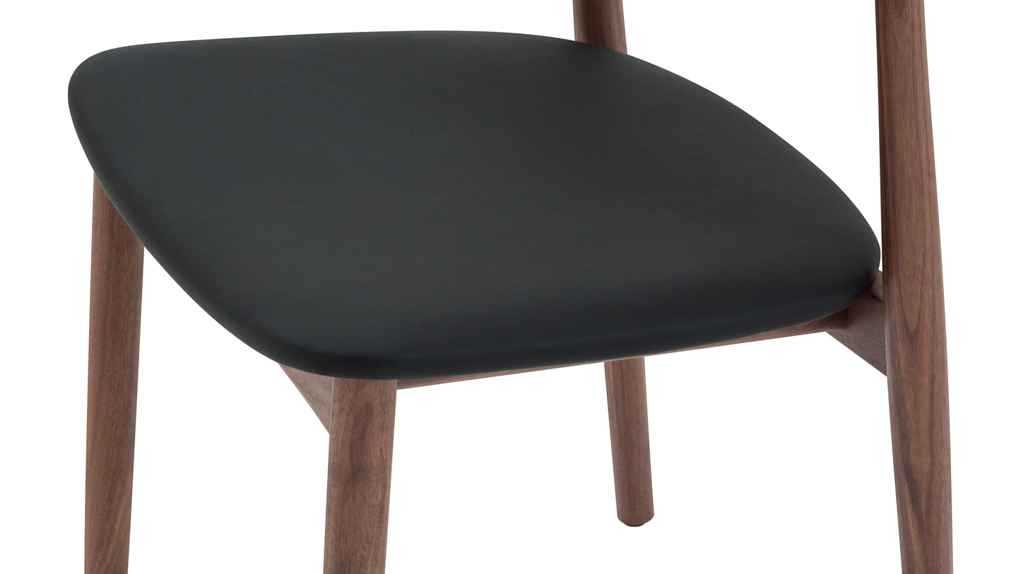 Count On Me Armless Dining Chair (Set of Two), Walnut, Black Seat