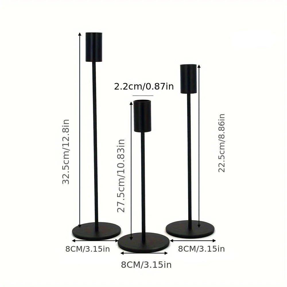 Nordic Black Metal Candle Holders / Set (3pcs)