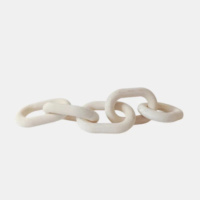 Handmade Wooden Chain Link Ornament/ White 55cm