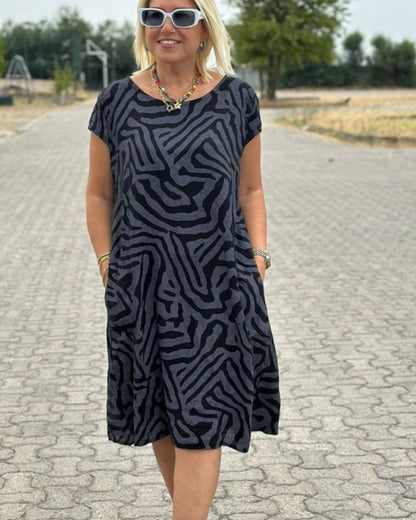 NELIA|Abito Estivo con Stampa Elegante