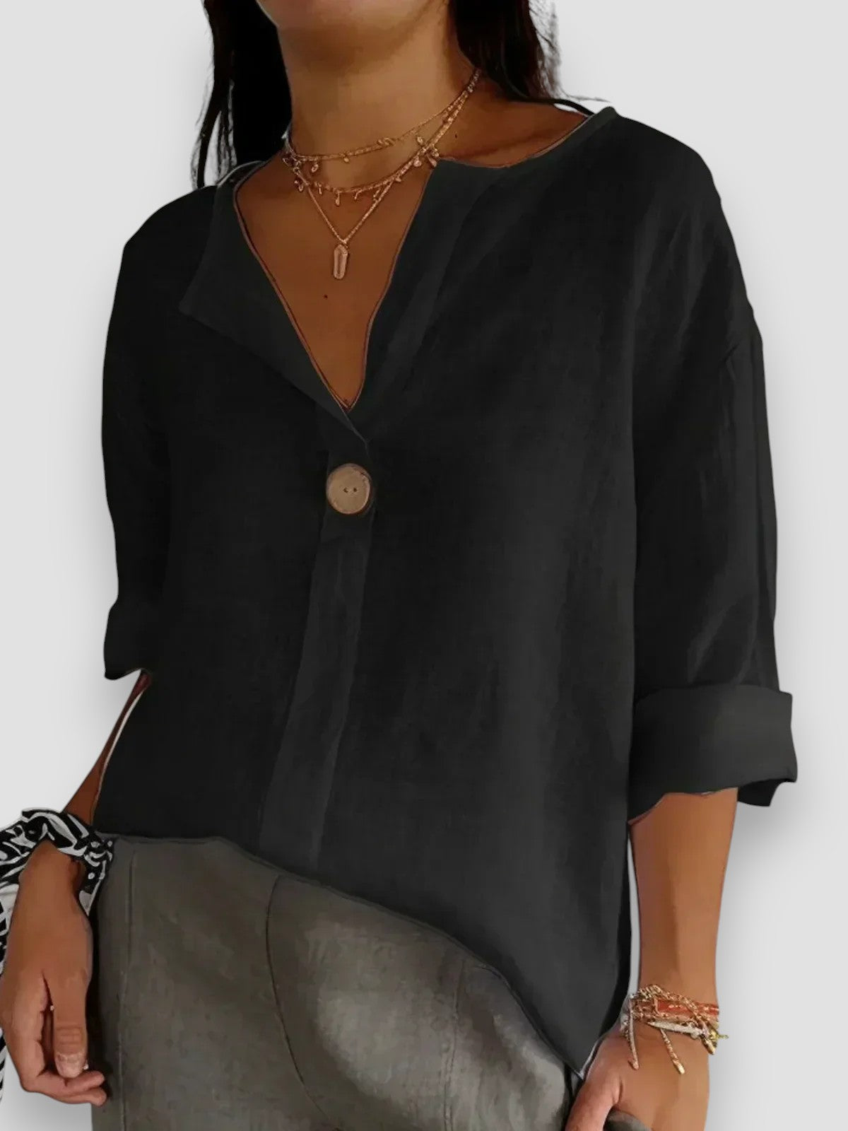 SOFIA|BLUSA CASUAL CON SCOLLO A V