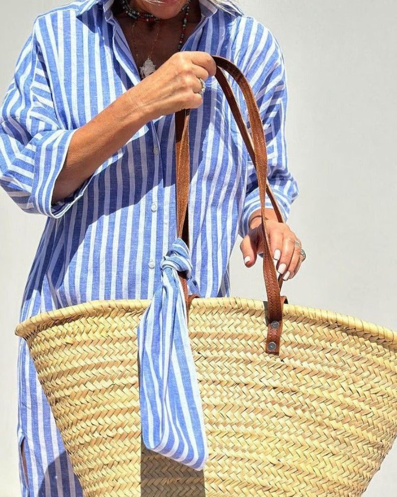 ARIELLA|ABITO CAMICIA A RIGHE STRINGATO