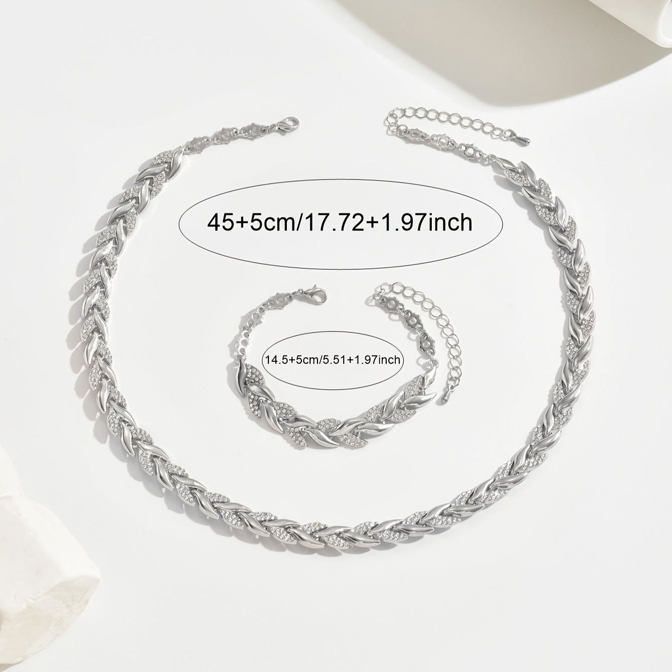 Elegante set con coda di pesce in vetro e strass