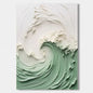 Abstract Ocean Wave Painting / Green & White