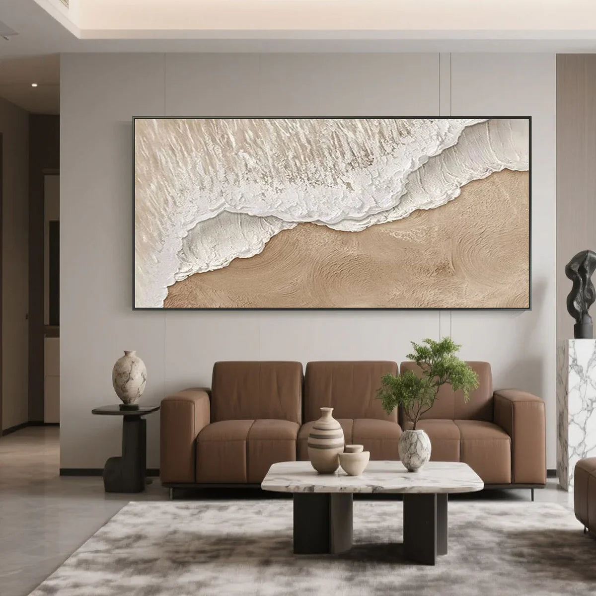Abstract Textured Canvas Wall Art / Coastal Waves