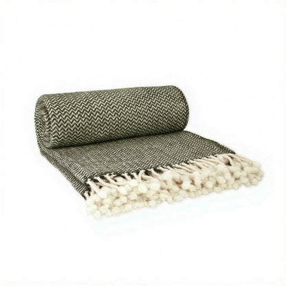 Fine Merino Wool Blanket / Army Green