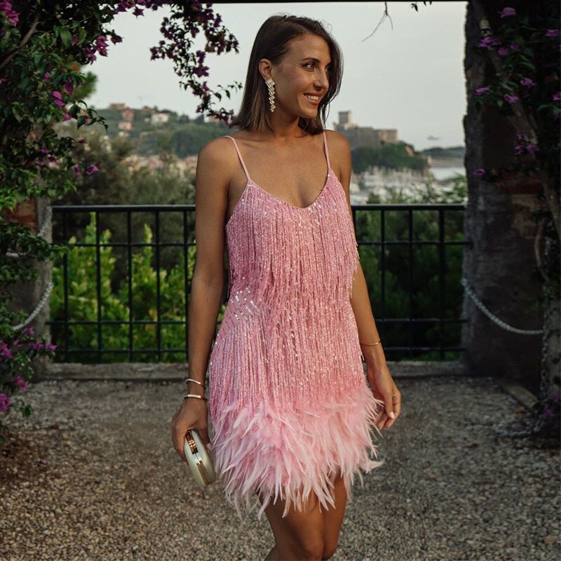 MIRELLA|MINI ABITO CON PIUME