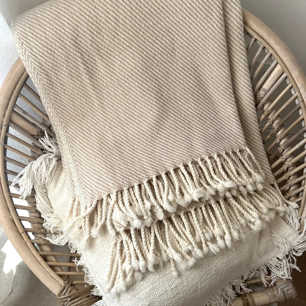 Fine Merino Wool Blanket / Beige