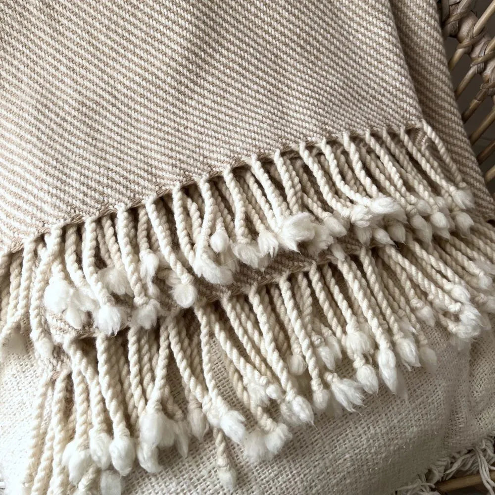 Fine Merino Wool Blanket / Beige