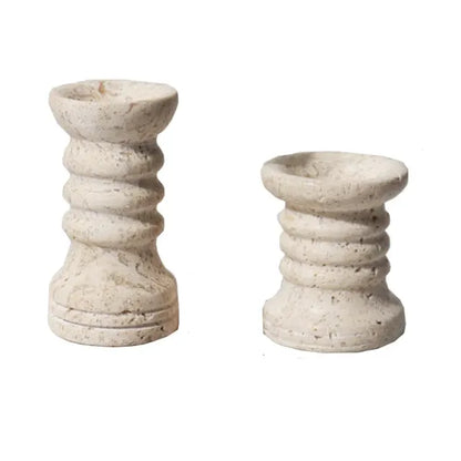 Handmade Marble Candle Holder Set / Beige