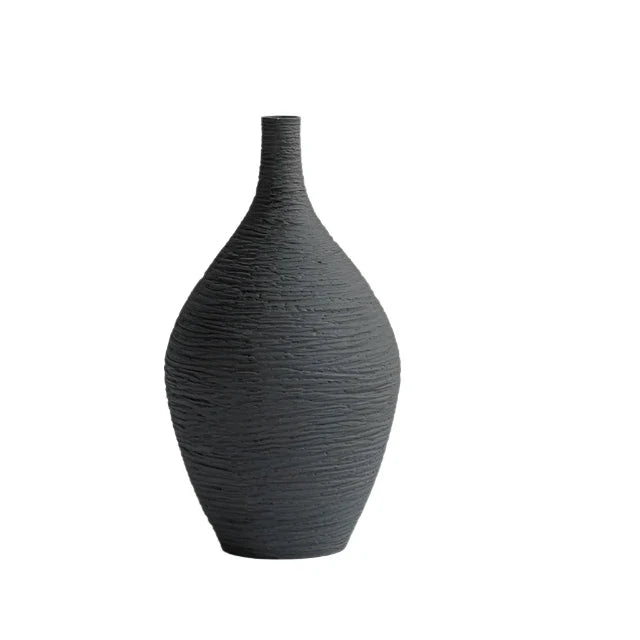 Emi Modern Ceramic Vase / Black 23.6cm