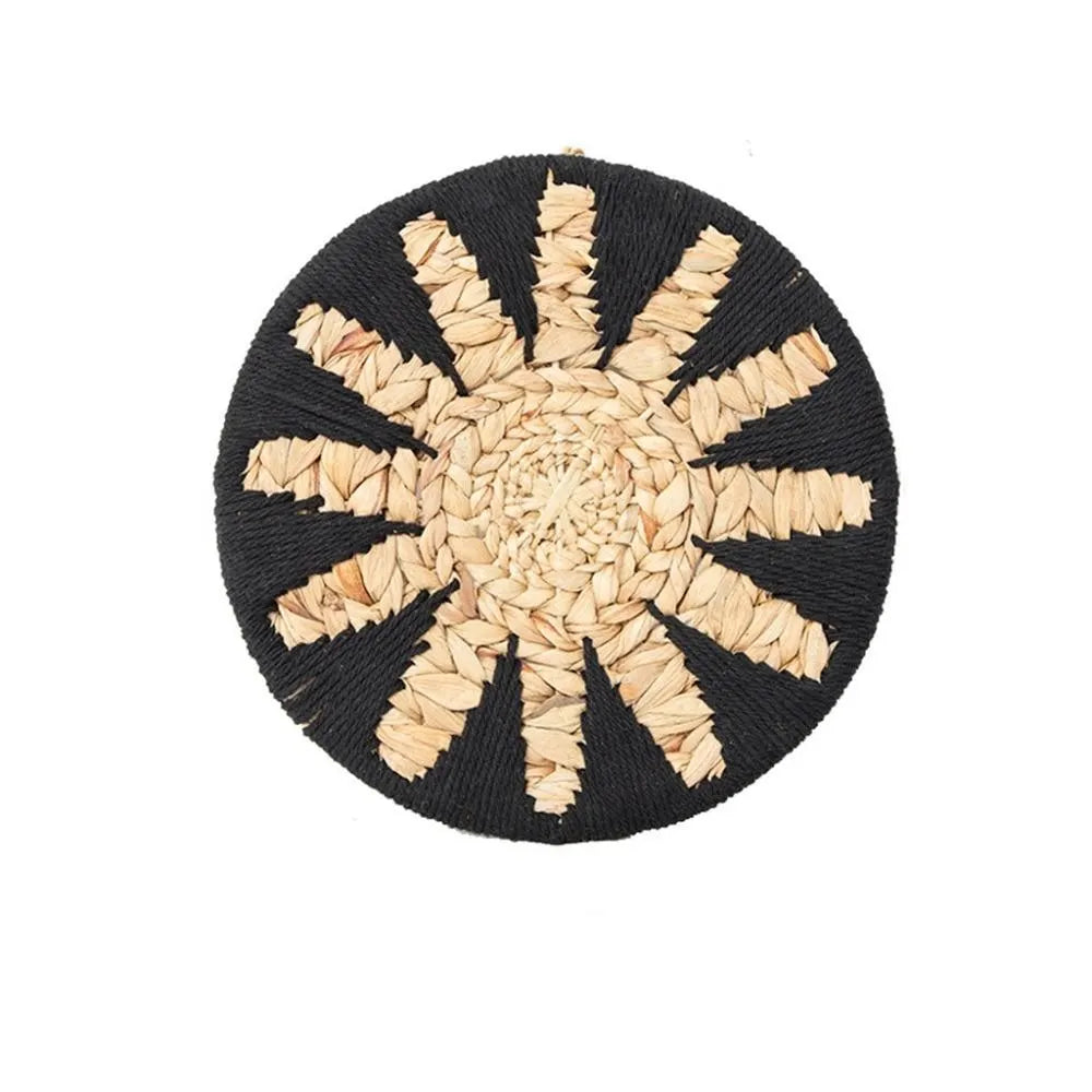 Boho Wall Deco Basket / Black & Natural 30cm