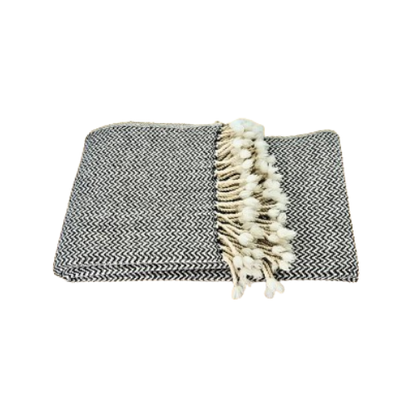 Fine Merino Wool Blanket / Black