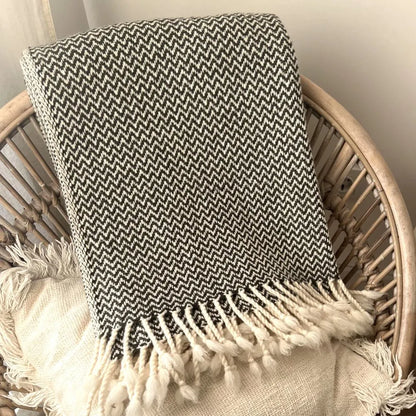 Fine Merino Wool Blanket / Black