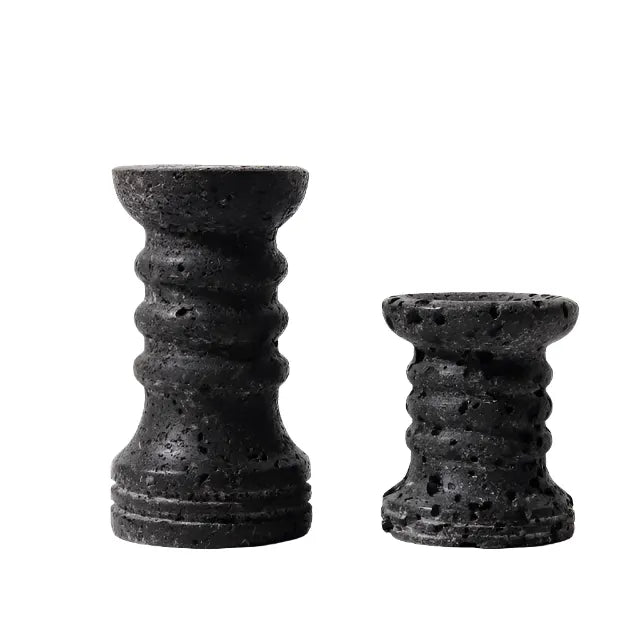 Handmade Marble Candle Holder Set / Black
