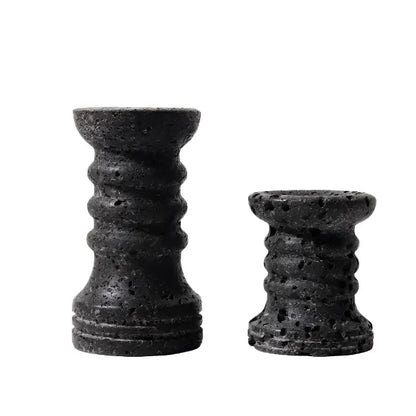 Handmade Marble Candle Holder Set / Black