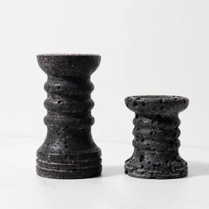 Handmade Marble Candle Holder Set / Black