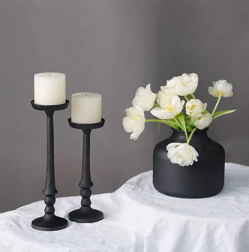 Iron Pillar Candle Holder / Black