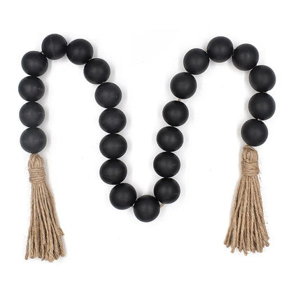 Oversized Wooden Bead Garland / Black 125cm