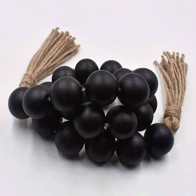 Oversized Wooden Bead Garland / Black 125cm
