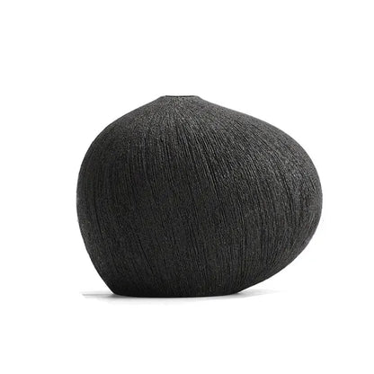 Textured Pebble Ceramic Vase / Black
