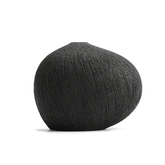 Textured Pebble Ceramic Vase / Black