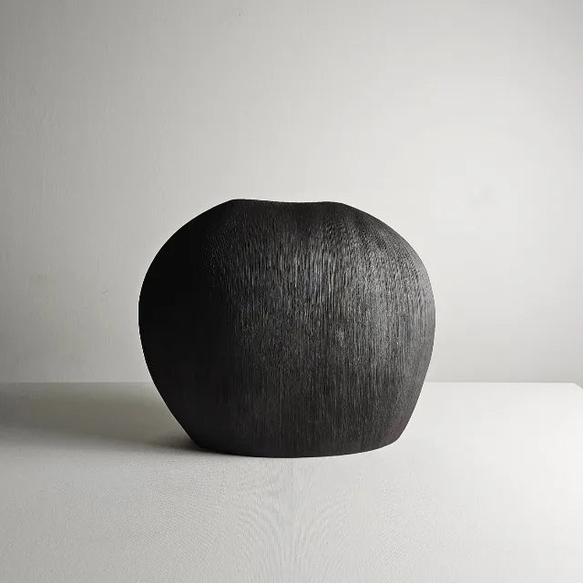 Textured Pebble Ceramic Vase / Black