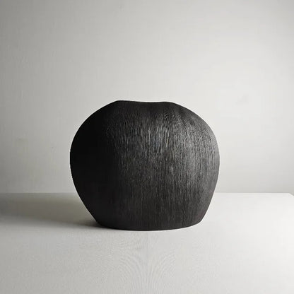 Textured Pebble Ceramic Vase / Black