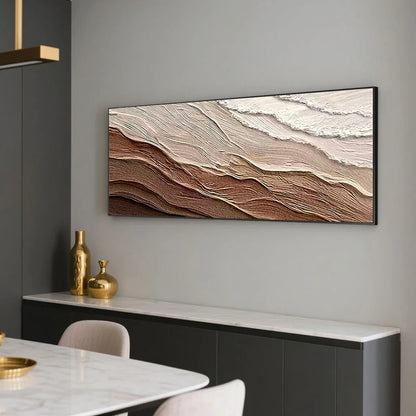 Minimalist Abstract Wave Canvas Art / Brown
