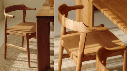 Tuck In Dining Chair, Wood Seat, Stained Oak