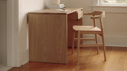 Tuck In Dining Chair, Wood Seat, Stained Oak