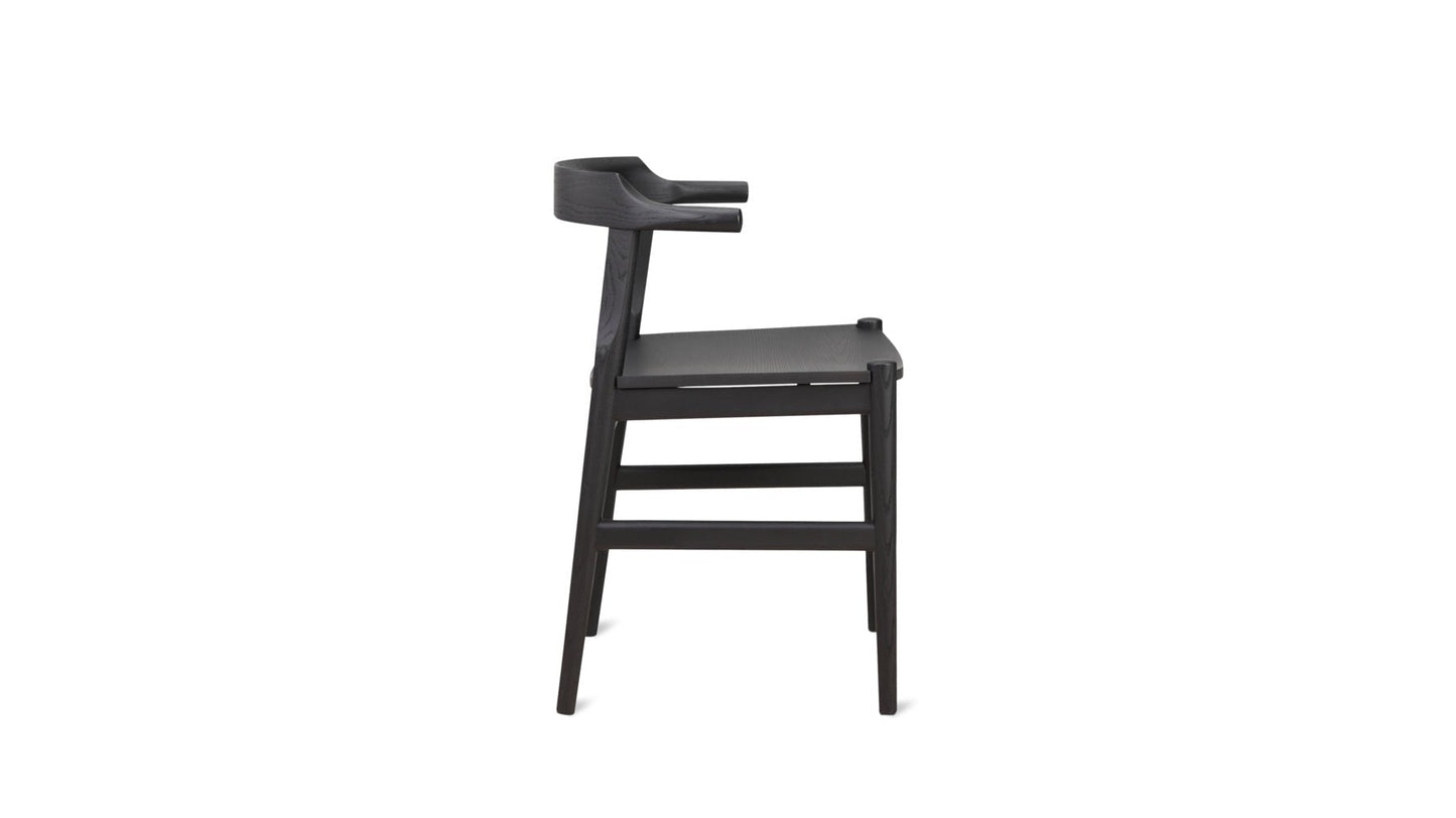 Tuck In Dining Chair, Wood Seat, Black Ash