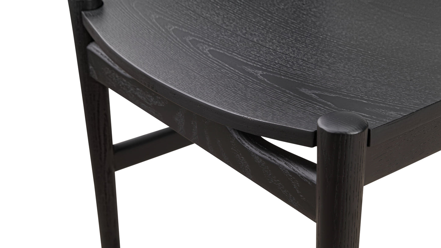 Tuck In Dining Chair, Wood Seat, Black Ash