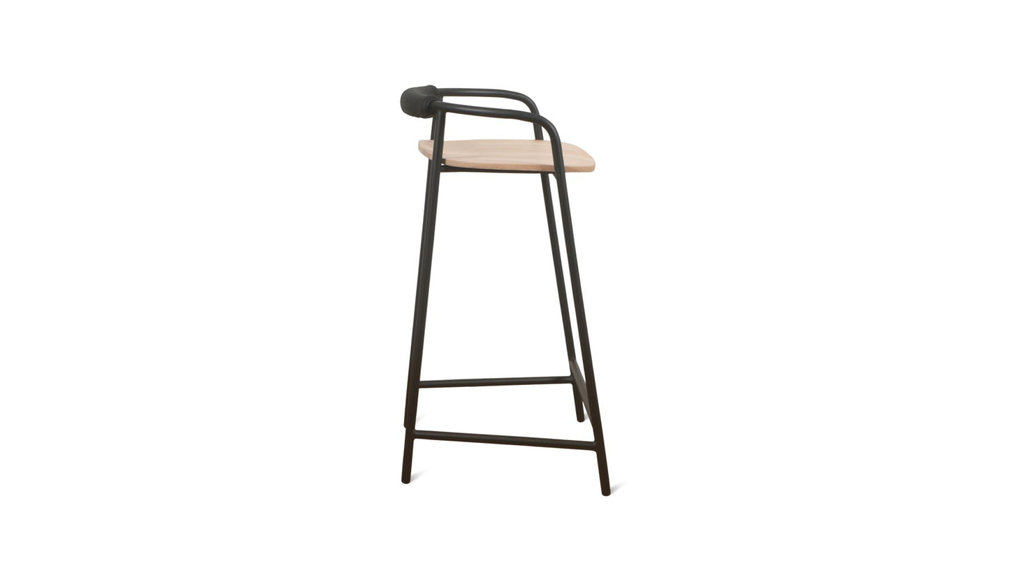 Slow Mornings Stool, Counter, Natural/Black Metal