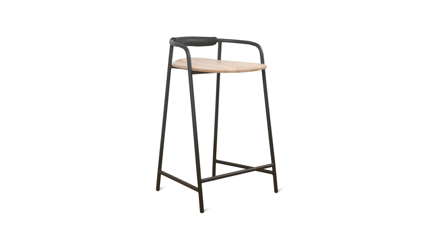 Slow Mornings Stool, Counter, Natural/Black Metal