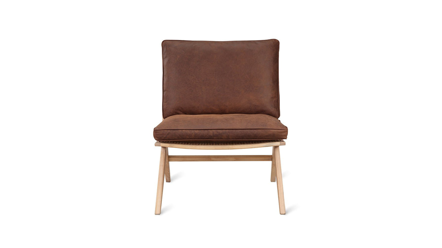 Endless Summer Lounge Chair with Cushion, Ash/Cognac Leather