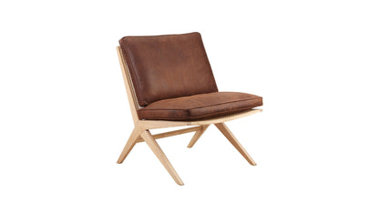 Endless Summer Lounge Chair with Cushion, Ash/Cognac Leather