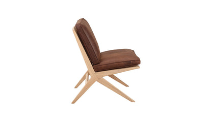 Endless Summer Lounge Chair with Cushion, Ash/Cognac Leather
