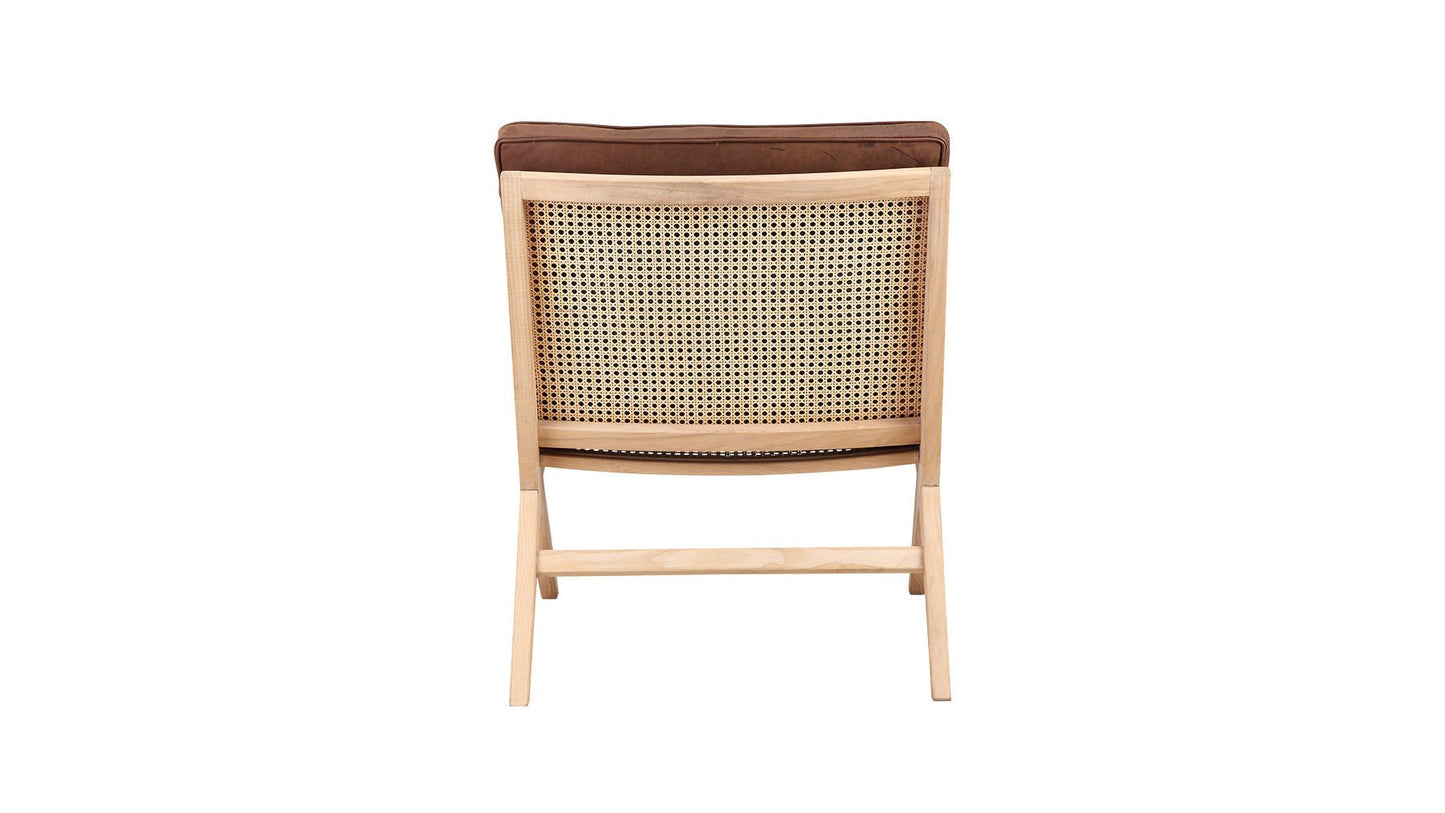 Endless Summer Lounge Chair with Cushion, Ash/Cognac Leather