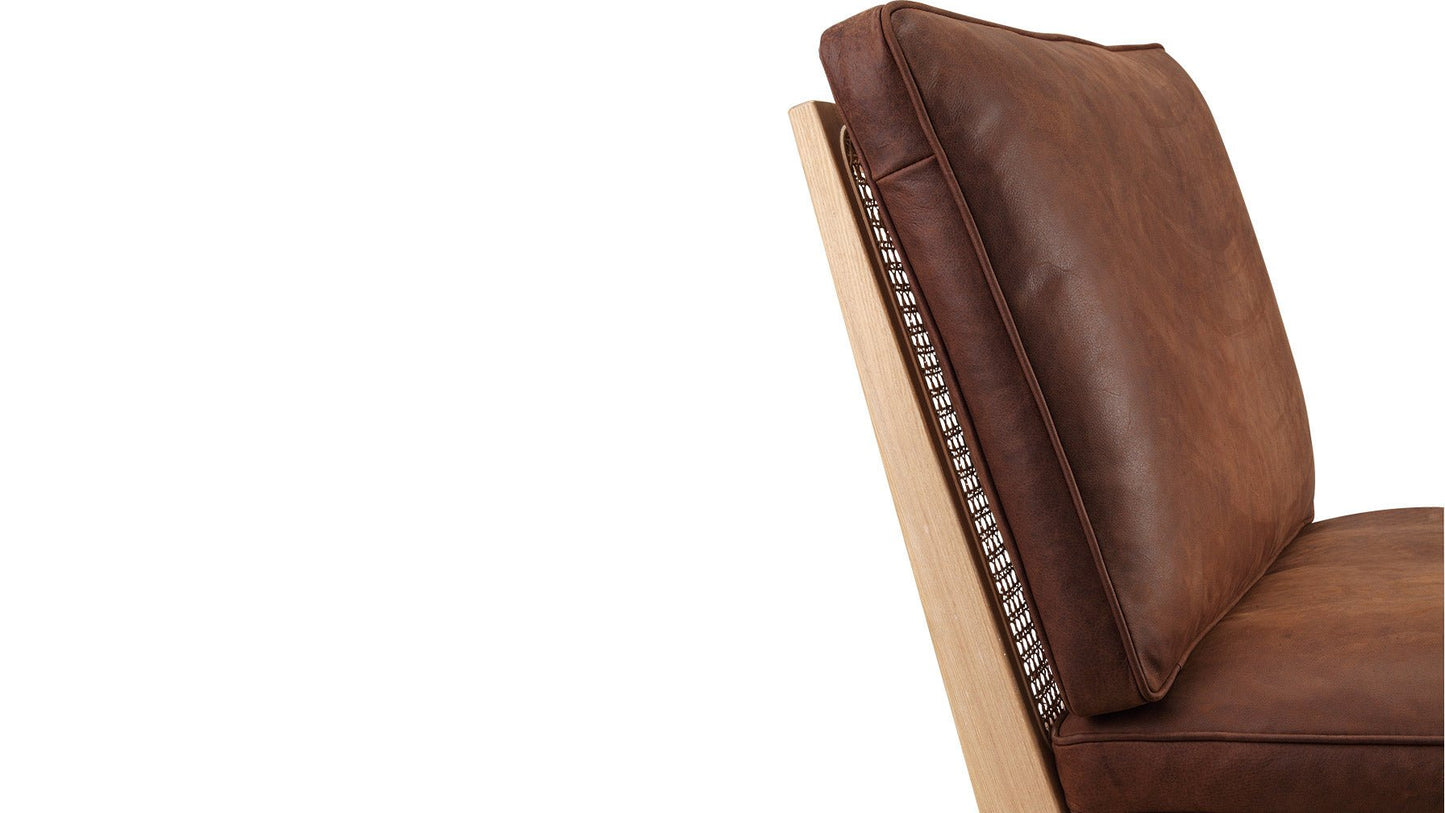 Endless Summer Lounge Chair with Cushion, Ash/Cognac Leather