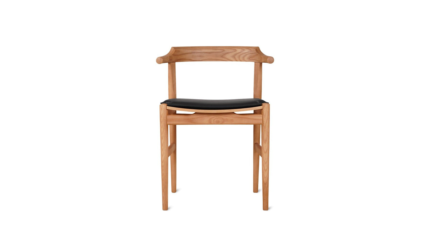 Tuck In Dining Chair with Black Cushion, Stained Oak