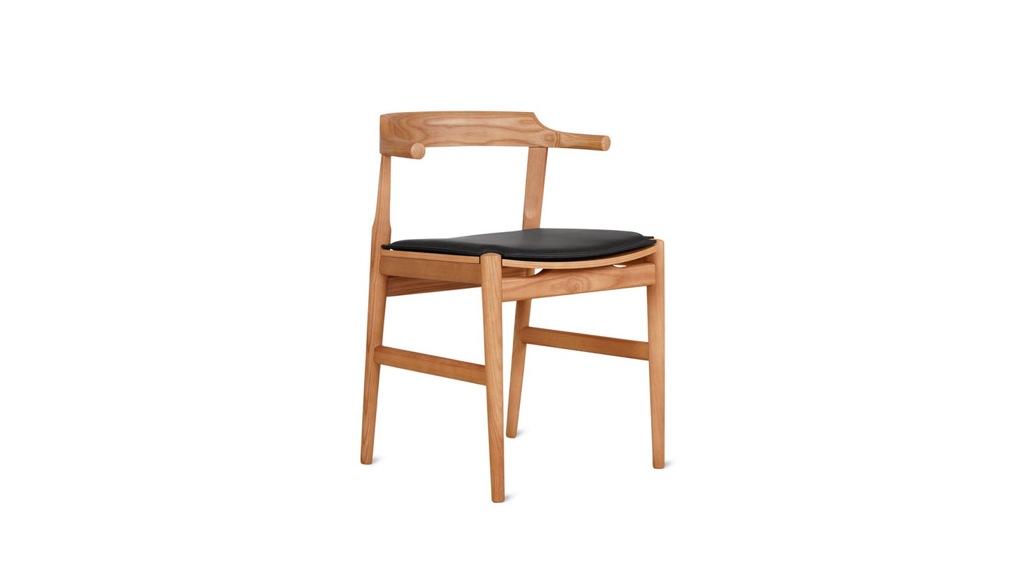 Tuck In Dining Chair with Black Cushion, Stained Oak