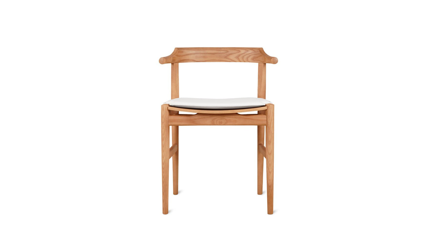 Tuck In Dining Chair with White Cushion, Stained Oak
