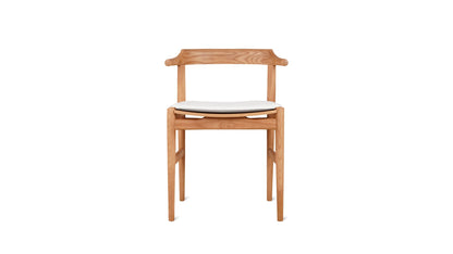 Tuck In Dining Chair with White Cushion, Stained Oak