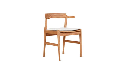 Tuck In Dining Chair with White Cushion, Stained Oak